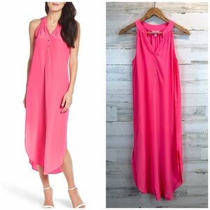 Lilly Pulitzer Silk Bailey Maxi Dress Small Hot Pink Resort Vacation Coastal